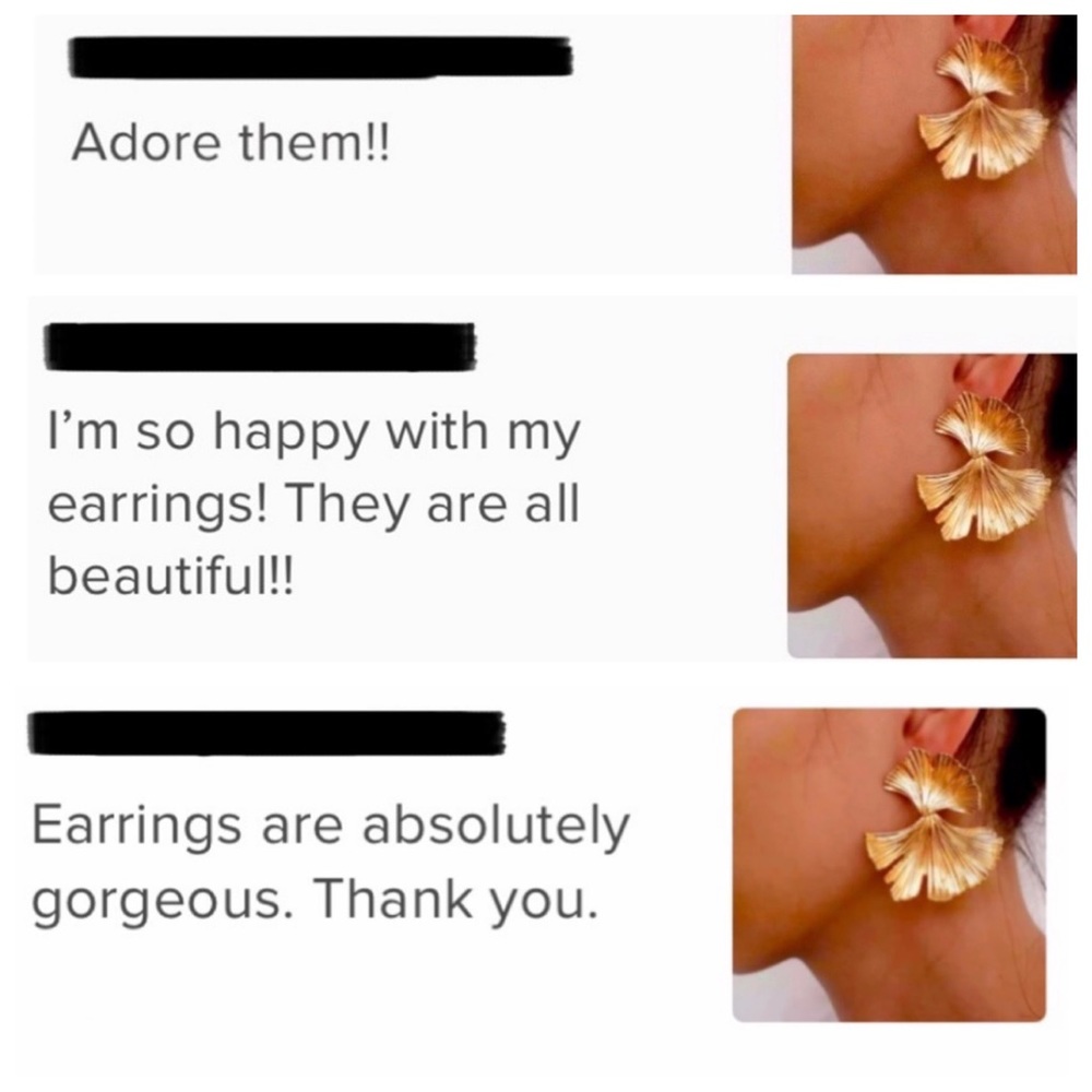 🍒3/$30 New Zara Double Ginkgo Leaf Earrings - Picture 4 of 4